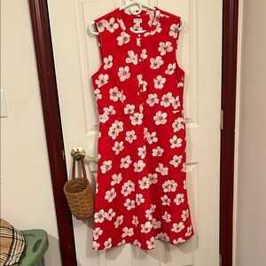 J. Crew Red and White Floral Midi Dress